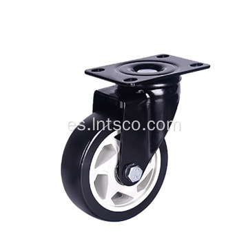 4 &quot;Black PVC White PP Core Swivel Ruedas